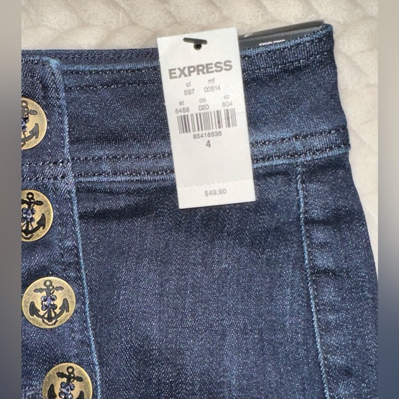 *NEW* Express High Rise Blue Shorty Sailor Shorts, Anchor Detail Buttons Sz 4 - Picture 4 of 6